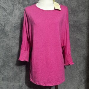 NWT Dokotoo Size XL Pink Color 3/4 Dolman‎ Sleeve Knit Blouse